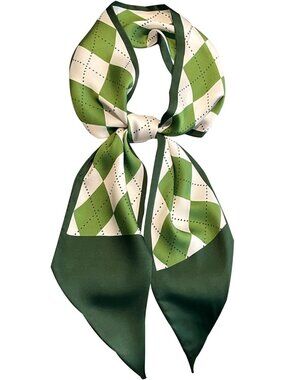 Women's 1-green Printed Square Headscarf Bandanas Hair Scarf Neck Scarves